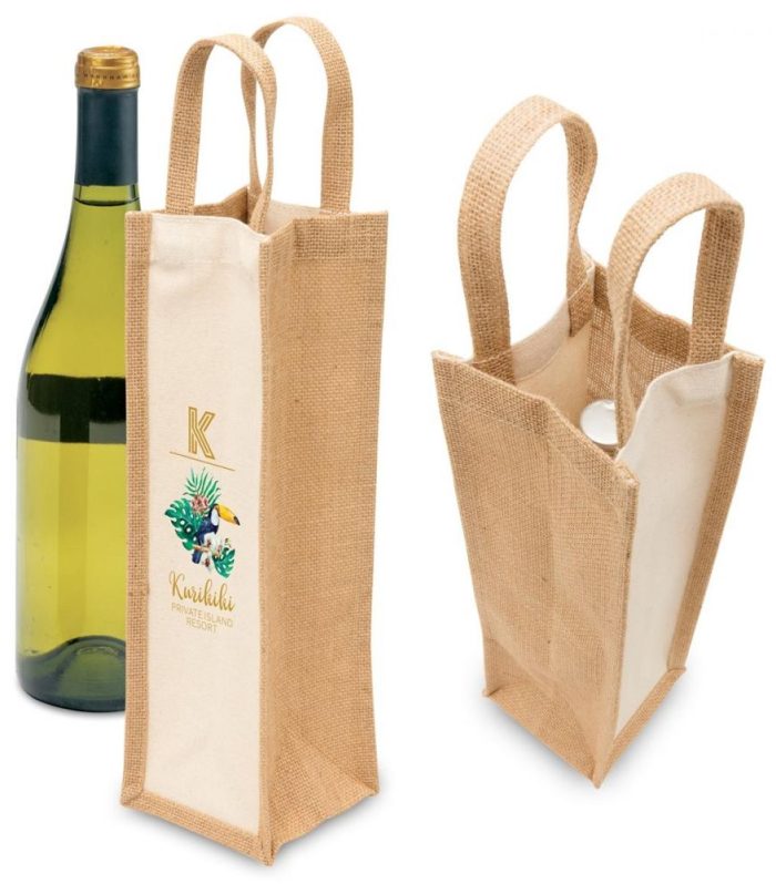Eco Jute 1 Bottle Wine Bag