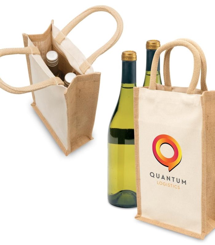 Eco Jute 2 Bottle Wine Bag