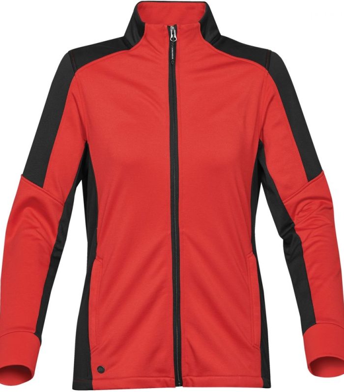 WOMANS CHAKRA FLEECE JACKET BRIGHT RED/BLACK-2XL